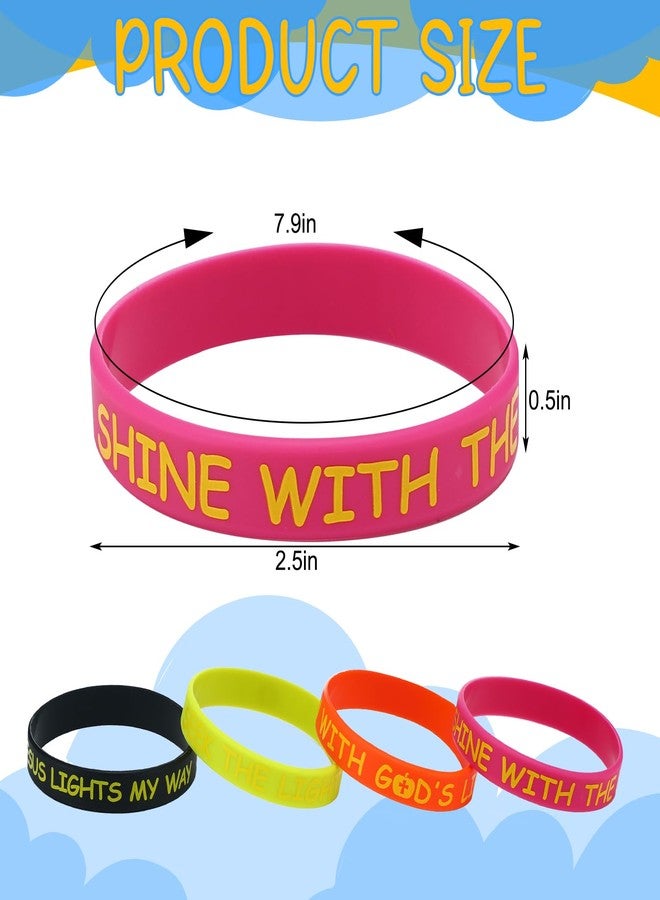WinnerWhy 100 Pcs Halloween Christian Bracelets Jesus Bracelets Bulk Pumpkin Rubber Bracelet for Party Favors Gifts Prize, 4 Designs - Image 2
